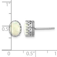 Sterling Silver Rhodium-plated 6mm Oval Created Opal Post Earrings view 4