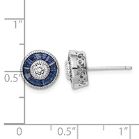 Sterling Silver Rhodium-plated Synthetic Blue Spinel and CZ Earrings view 4