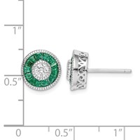 Sterling Silver Rhodium-plated CZ and Lab Cr.Green Spinel Earrings view 4