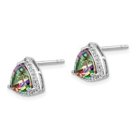 Sterling Silver Rhodium-plated Trillion Mystic Fire White Topaz Earrings view 2