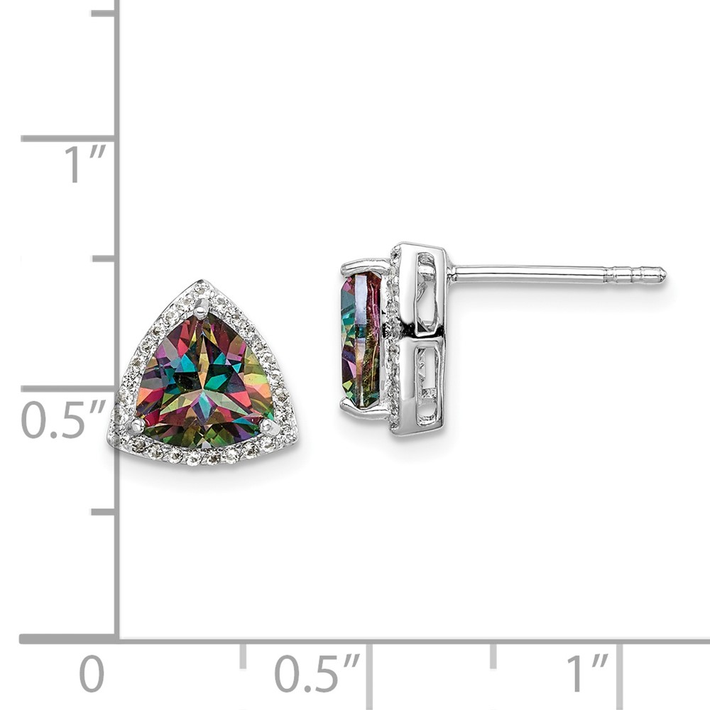 Sterling Silver Rhodium-plated Trillion Mystic Fire/White Topaz Earrings (QE14272)