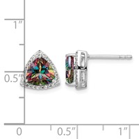Sterling Silver Rhodium-plated Trillion Mystic Fire White Topaz Earrings view 4
