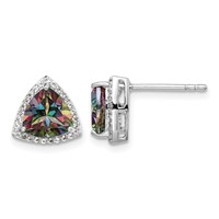 Sterling Silver Rhodium-plated Trillion Mystic Fire White Topaz Earrings view 1