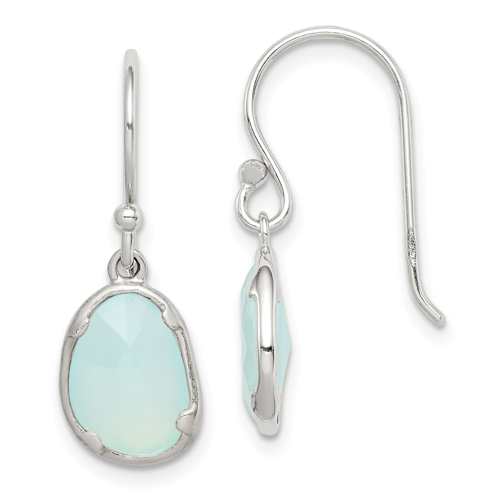 Sterling Silver Blue Chalcedony Dangle Earrings (QE14273)