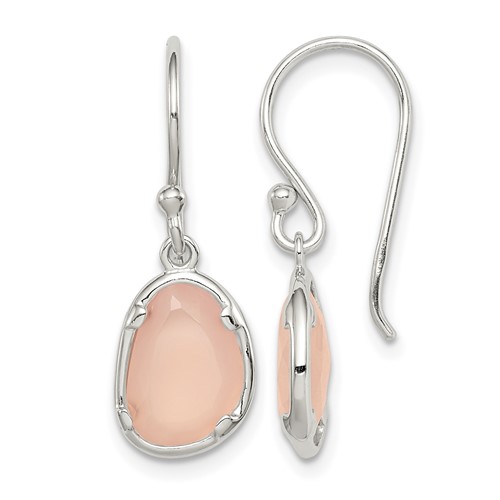 Sterling Silver Pink Chalcedony Dangle Earrings