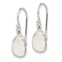 Sterling Silver White Chalcedony Dangle Shepherd Hook Earrings view 2