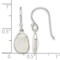 Sterling Silver White Chalcedony Dangle Shepherd Hook Earrings view 4