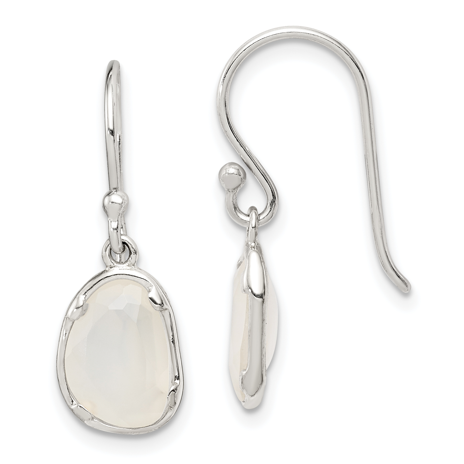 Sterling Silver White Chalcedony Dangle Earrings (QE14275)