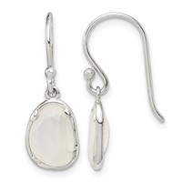 Sterling Silver White Chalcedony Dangle Shepherd Hook Earrings view 1