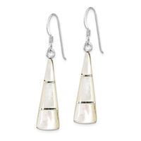 Sterling Silver Rhodium-plated Polished Mother of Pearl Dangle Earrings view 2