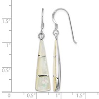 Sterling Silver Rhodium-plated Polished Mother of Pearl Dangle Earrings view 4