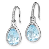 Sterling Silver Rhodium-plated Blue Topaz Teardrop Dangle Earrings view 2