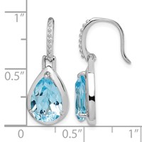 Sterling Silver Rhodium-plated Blue Topaz Teardrop Dangle Earrings view 4