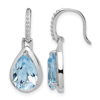 Sterling Silver Rhodium-plated Blue Topaz Teardrop Dangle Earrings view 1