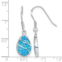 Sterling Silver Rhodium-plated Created Opal Inlay Teardrop Dangle Earrings view 4