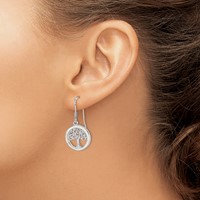 Sterling Silver Rhod-plated Creat Opal Circle W Tree Dangle Earrings view 3