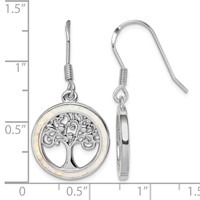 Sterling Silver Rhod-plated Creat Opal Circle W Tree Dangle Earrings view 4