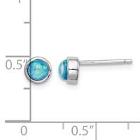 Sterling Silver RH-plated Polished 5mm Created Opal Round Stud Earrings view 4