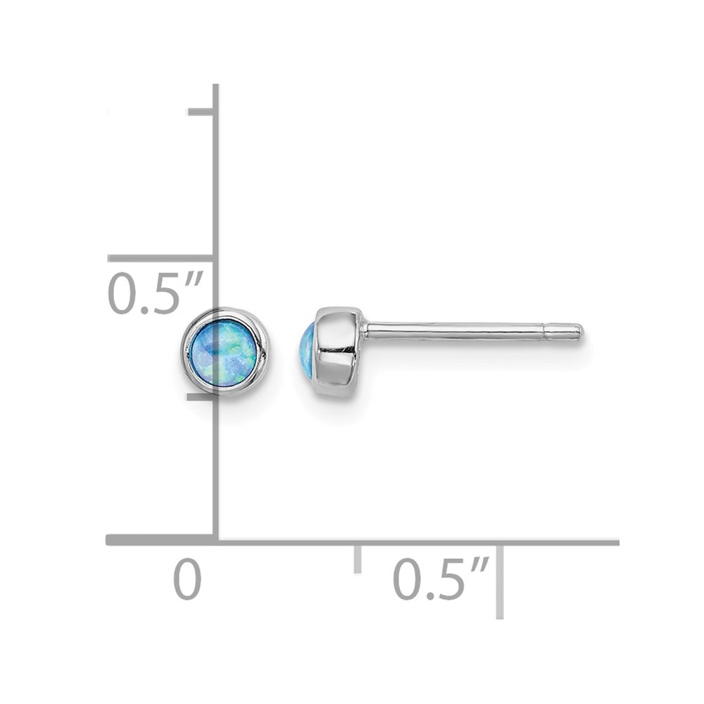 Sterling Silver RH-plated Polished 4mm Created Opal Round Stud Earrings (QE14305)