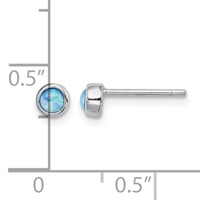 Sterling Silver RH-plated Polished 4mm Created Opal Round Stud Earrings view 4