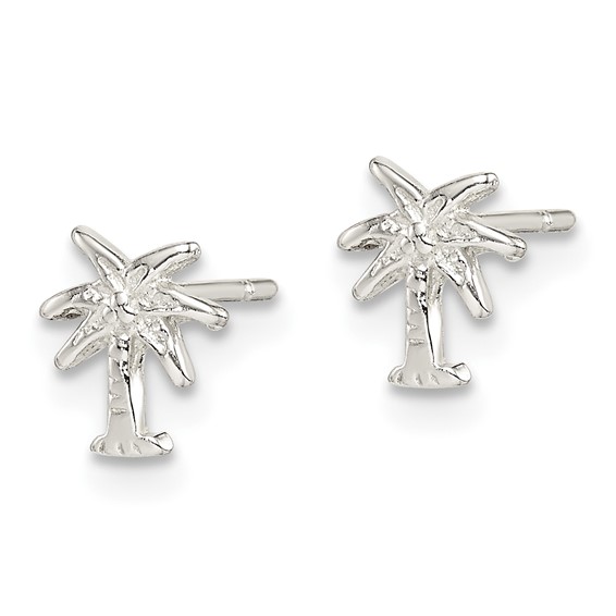 Sterling Silver Polished Palm Tree Post Earrings