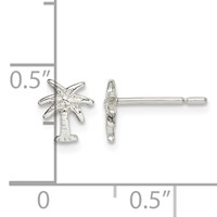 Sterling Silver Polished Palm Tree Petite Post Earrings view 4