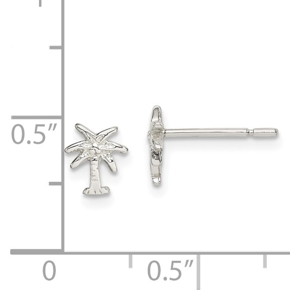 Sterling Silver Polished Palm Tree Post Earrings