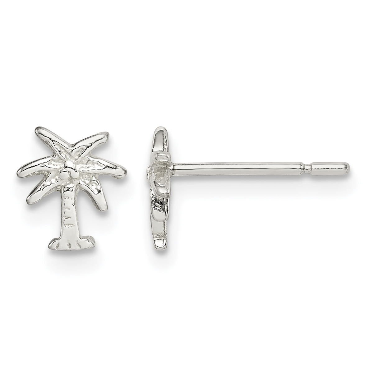Sterling Silver Polished Palm Tree Post Earrings (QE14326)