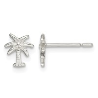 Sterling Silver Polished Palm Tree Petite Post Earrings view 1