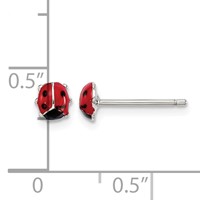 Sterling Silver Rhodium-plated Enameled Ladybug Petite Post Earrings view 4
