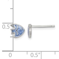 Sterling Silver Rhodium-plated Polished Blue Enameled Fish Post Earrings view 4