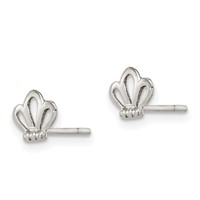 Sterling Silver Polished and Beaded Tiara Petite Post Earrings view 2