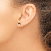 Sterling Silver Rhodium-plated Polished Black and White Enameled Puppy Petite Post Earrings view 3