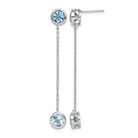 Sterling Silver Rhodium-plated Blue Topaz Chain Post Dangle Earrings view 1