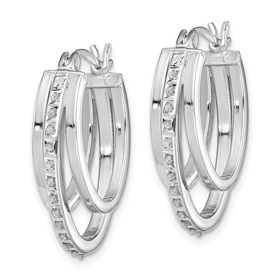 Diamond Fascination Diamond Mystique Sterling Silver Platinum-plated Diamond Multi Hoop Earrings