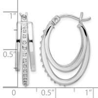Diamond Fascination Diamond Mystique Sterling Silver Platinum-plated Diamond Multi Hoop Earrings view 4