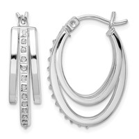 Diamond Fascination Diamond Mystique Sterling Silver Platinum-plated Diamond Multi Hoop Earrings view 1