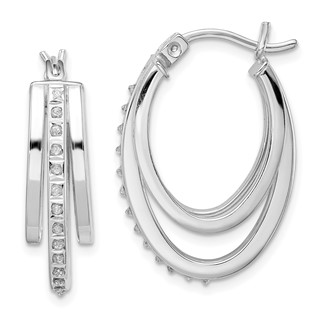 Diamond Fascination Diamond Mystique Sterling Silver Platinum-plated Diamond Multi Hoop Earrings