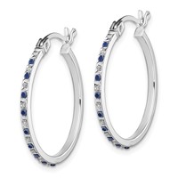 Diamond Fascination Diamond Mystique Sterling Silver 18K Gold-plated Diamond and Sapphire Hoop Earrings view 2