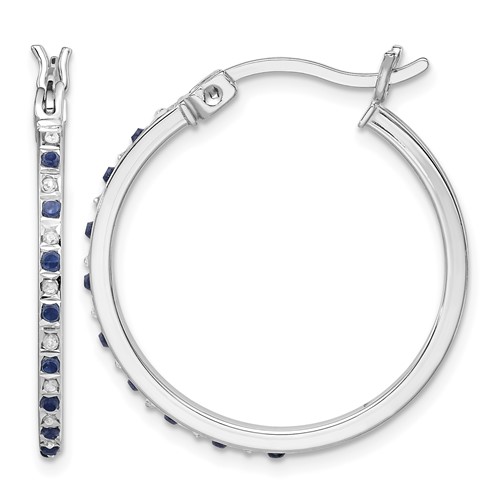 Diamond Fascination Diamond Mystique Sterling Silver 18K Gold-plated Diamond and Sapphire Hoop Earrings