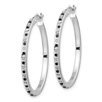 Diamond Fascination Diamond Mystique Sterling Silver Platinum-plated Diamond Black and White Diamond Hoop Earring view 2