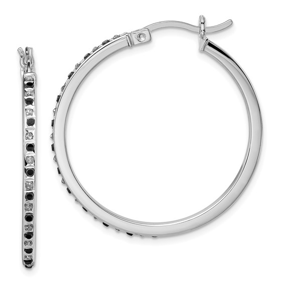 Diamond Mystique Silver Gemstone Hoop Earrings