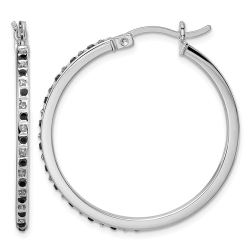 Diamond Fascination Diamond Mystique Sterling Silver Platinum-plated Diamond Black and White Diamond Hoop Earring