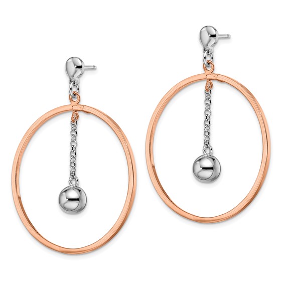 Sterling Silver Rhodium-plated & Rose gold-plated Circle Post Earrings