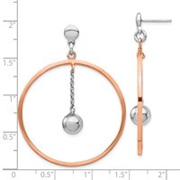 Sterling Silver Rhodium-plated & Rose Gold-plated Circle Post Earrings view 3