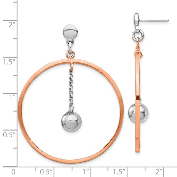 Sterling Silver Rhodium-plated & Rose gold-plated Circle Post Earrings