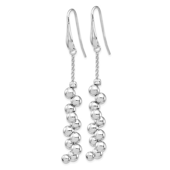 Sterling Silver Rhodium-plated Offset Beads Dangle Earrings