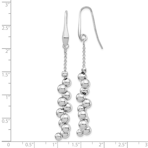 Sterling Silver Rhodium-plated Offset Beads Dangle Earrings