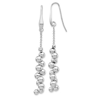 Sterling Silver Rhodium-plated Offset Beads Dangle Earrings