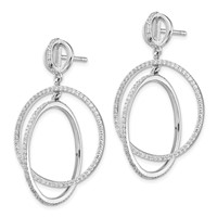 Sterling Silver Rhodium-plated CZ Circles Dangle Post Earrings view 2